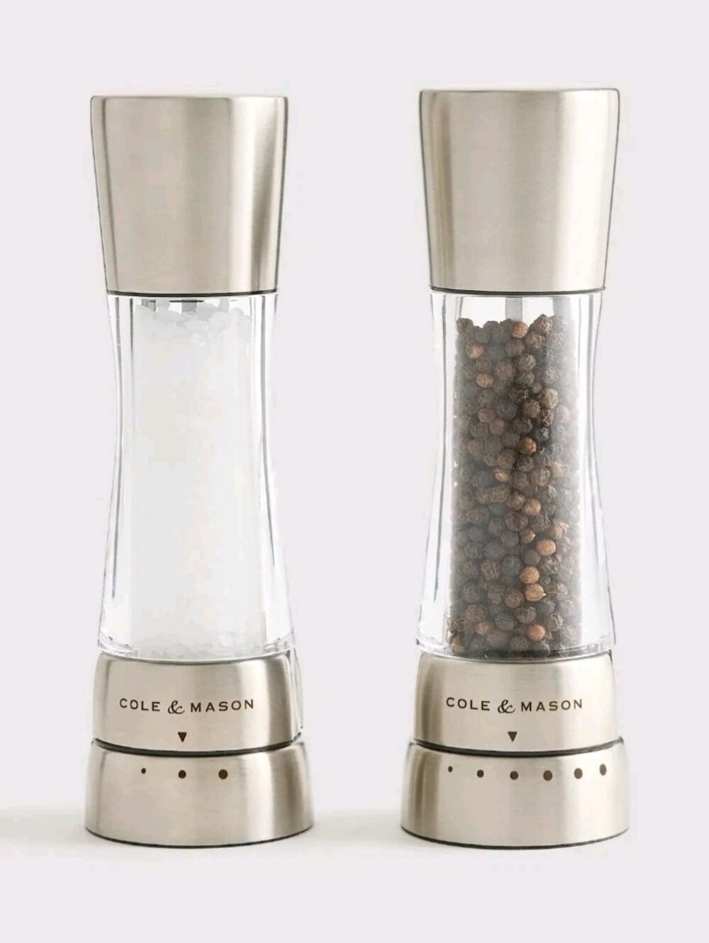 New! Cole & Mason Derwent Stainless Steel Salt & Pepper Grinder Set! (Z9)